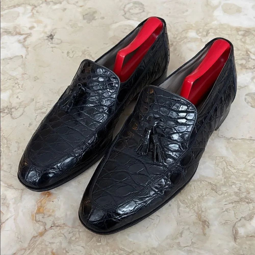 Johnston & Murphy Genuine Crocodile Leather Tassel Loafers Luxury Classic